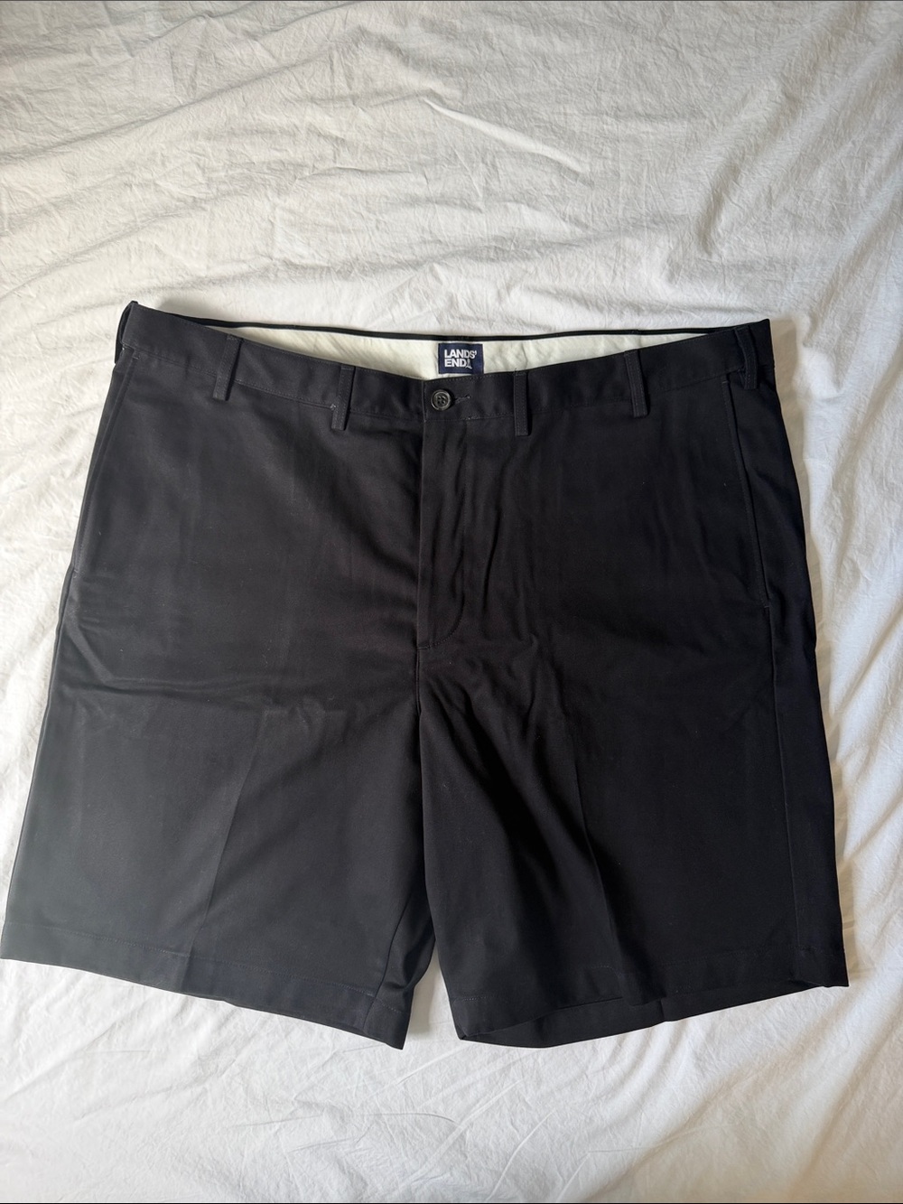 Lands' End Men's Black  Flat Front chino  Shorts SZ 44